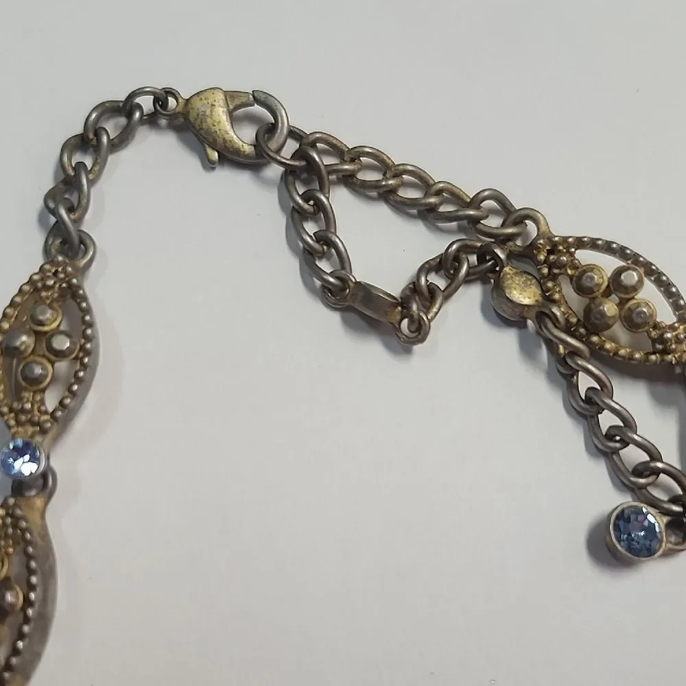 Suzanne Somers Crystal Iridescent Blue Dangle Statement 3D Necklace FOR REPAIR